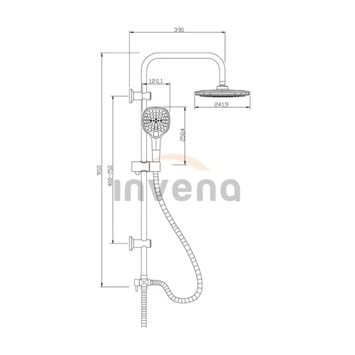 Invena Rotonda AU-27-K02-G Dušo komplektas Balta/Sidabro image 3