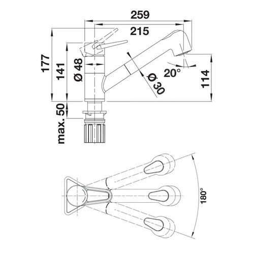 Blanco Wega S 526982, su ištraukiama žarna, Balta image 2