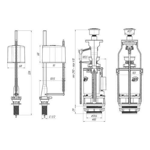 Ani Plast WC3550C nuleidimo ir prileidimo mechanizmai, 1/2'' image 2