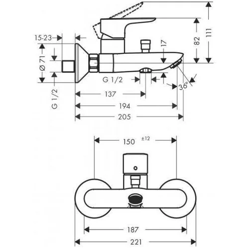 Hansgrohe Talis E 71740670 vonios maišytuvas Juodas image 2