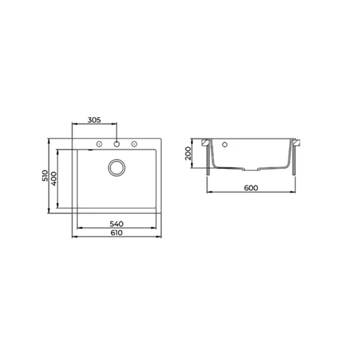 HELIKA Simplex SQS101-601W Virtuvės plautuvė Juoda image 3