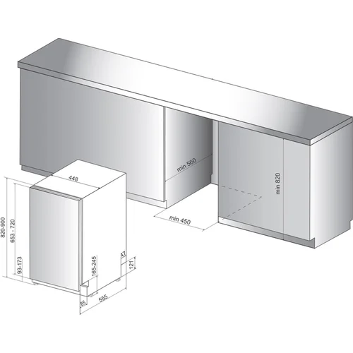 Whirlpool WSIO 3T223 PCE X įmontuojama indaplovė 45 cm image 2