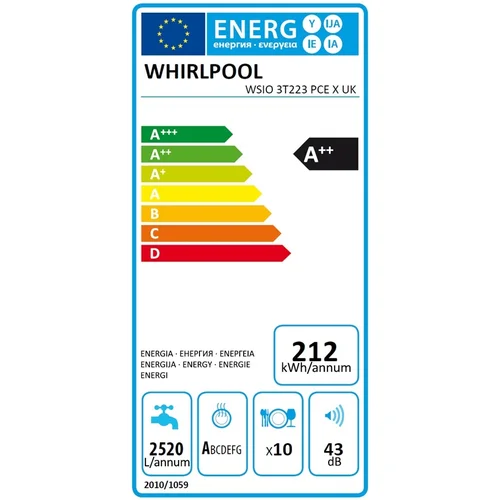 Whirlpool WSIO 3T223 PCE X įmontuojama indaplovė 45 cm image 3
