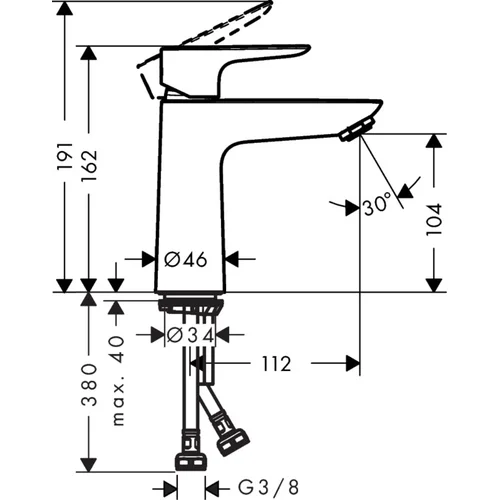 Hansgrohe Talis E 71712700 praustuvo maišytuvas, Balta spalva image 2