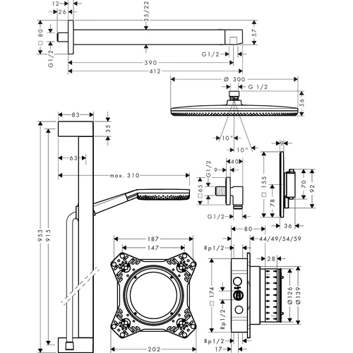 Hansgrohe Raindance Alive S Design 24622000 dušo sistema image 2