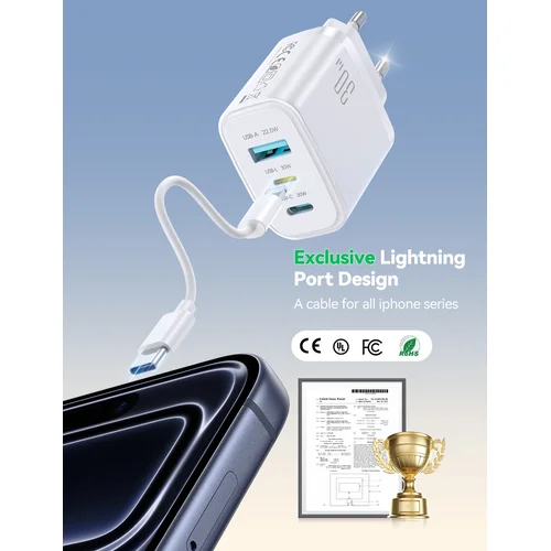 Joyroom JR-TG6 30W 2xUSB-C/USB-A baltas image 2