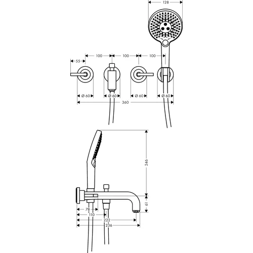 Hansgrohe Axor Citterio 39448000 Potinkinis vonios maišytuvas image 2