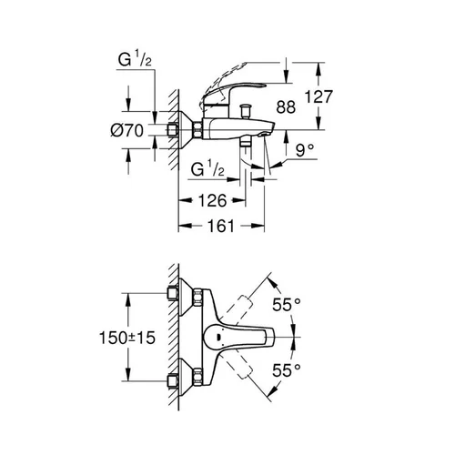 GROHE Eurosmart 33300002 vonios maišytuvas Chromo image 3