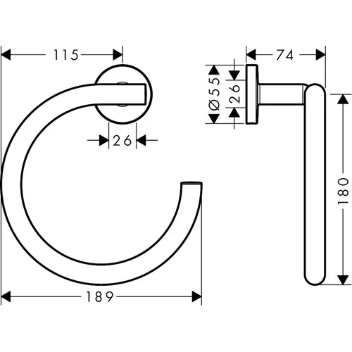 Hansgrohe Logis Universal 41724000 Rankšluosčio laikiklis žiedas image 2