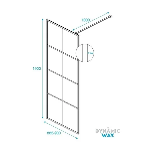 Dušo sienelė DYNAMIC WAY Tetragon 90x190 cm Juoda spalva image 2