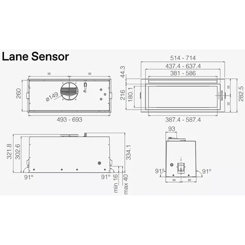 Elica LANE SENSOR Pilnai įmontuojamas 72 cm Juoda PRF0188480A image 3