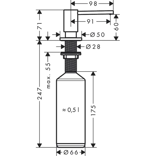 Hansgrohe A41 40438670 Dozatorius Juoda matine spalva image 2