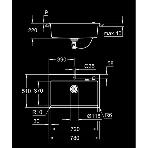 Grohe K700 Virtuvės plautuvė 780 x 510 mm image 2