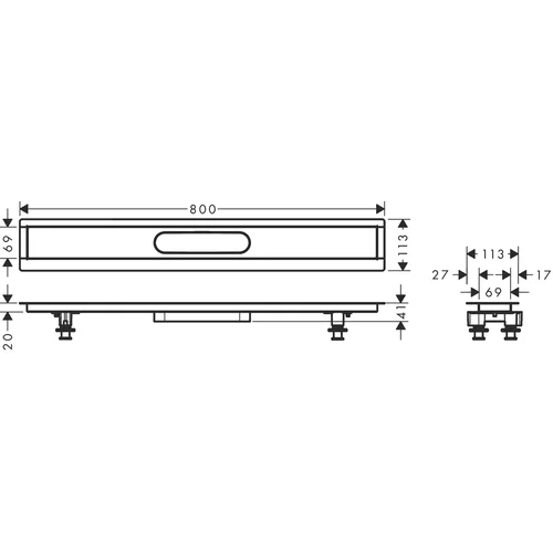 Hansgrohe RainDrain 56012180 Dušo latako montavimo rinkinys (latakams 800) image 2