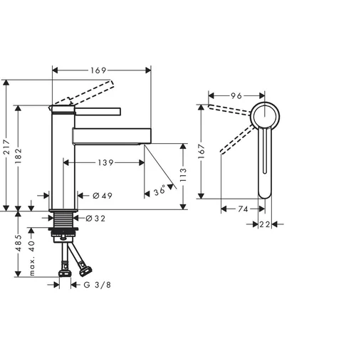 Hansgrohe Finoris 110 CoolStart 76024670, Praustuvo maišytuvas, Juoda matinė image 2