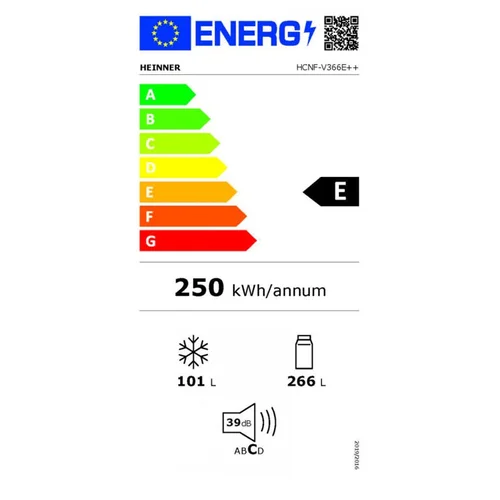 HEINNER HCNF-V366E++ Kombinuotas šaldytuvas 366 L image 3