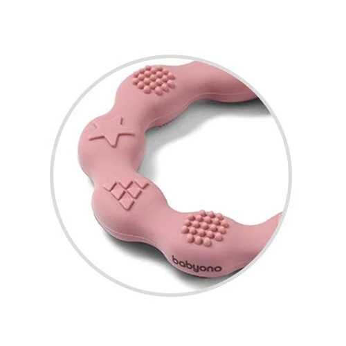BabyOno silikoninis kramtukas žiedas 825/02 rožinis image 2