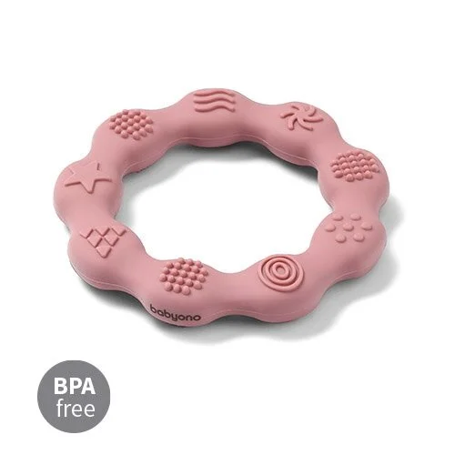 BabyOno silikoninis kramtukas žiedas 825/02 rožinis image 3