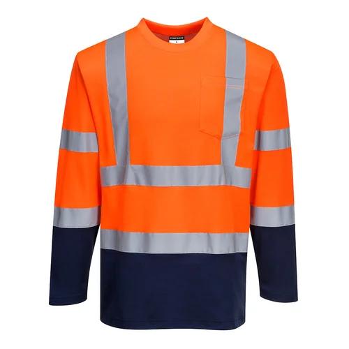 PORTWEST S280 Medvilniniai marškinėliai ilgomis rankovėmis XXXL Orange/Navy image 2