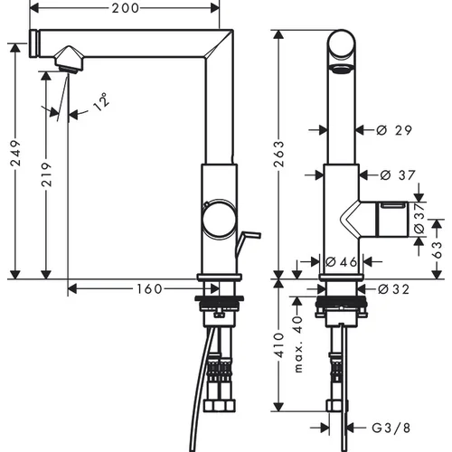 Hansgrohe AXOR Uno 45016000 praustuvo maišytuvas Chromo image 2