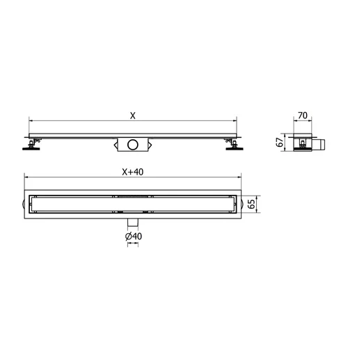 Mexen Flat M13 Dušo latakas 90 cm Inox image 3