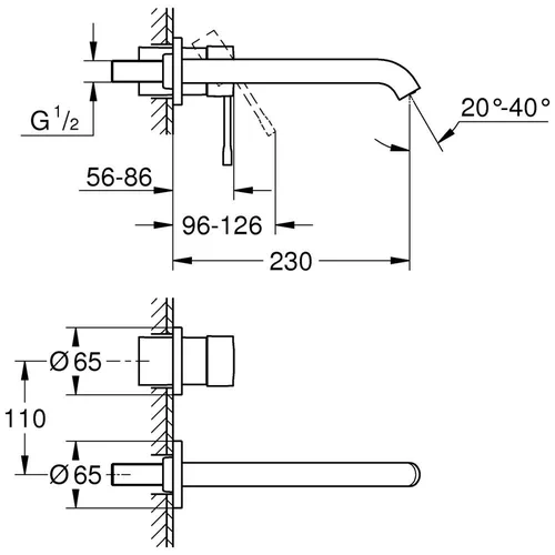 Grohe Essence 19967001 potinkinis maišytuvas praustuvui Chromas 23 cm ilgio image 3