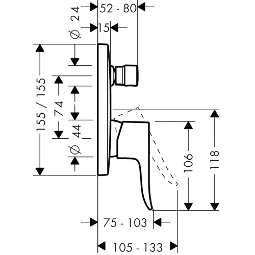 Hansgrohe Metris 31451000 Potinkinis vonios maišytuvas image 2