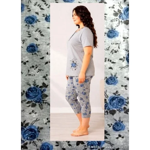 Pižama mėlynomis rožytėmis, 2XL, pilka image 2
