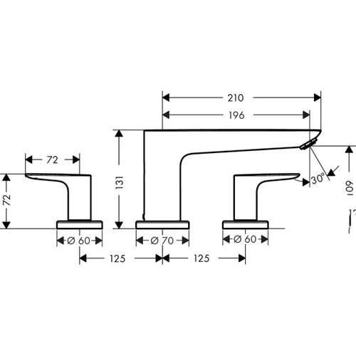 Hansgrohe Talis E vonios maišytuvas, 71747000, 3 krypčių išėjimai image 2
