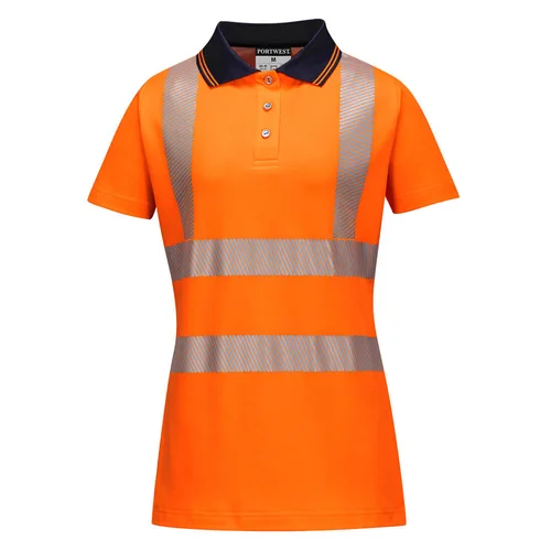 PORTWEST LW72 Gero matomumo moteriški polo marškinėliai XS Orange/Black image 1