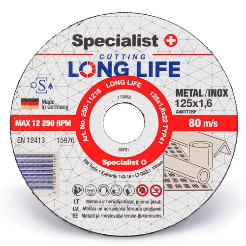 Specialist+ Long Life Metalo pjovimo diskas, 125x1x22 mm image 1
