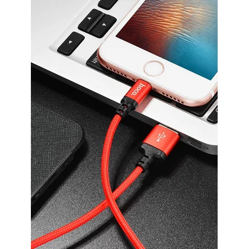 Hoco X14 Lightning USB kabelis 1.0 m, raudonas-juodas image 2