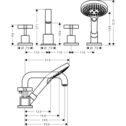 Hansgrohe AXOR Citterio 39445000 Keturių dalių vonios maišytuvas image 3