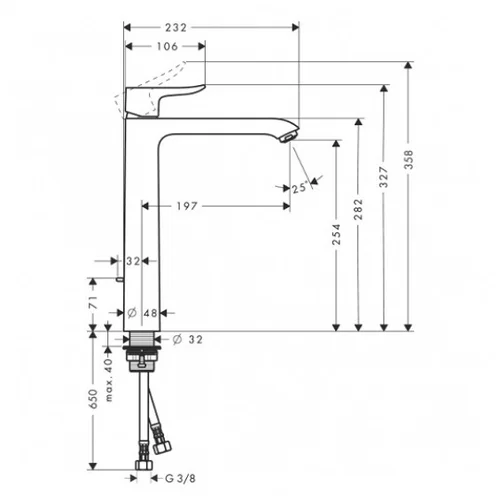 Hansgrohe Metris 260 aukštas praustuvo maišytuvas image 3