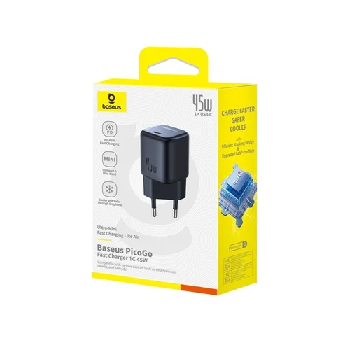Baseus PicoGo GaN įkroviklis USB Type-C 45W, Juoda image 2