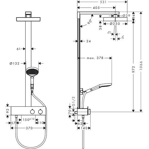 Hansgrohe Rainfinity Showerpipe 250 1jet EcoSmart image 3