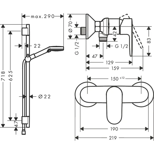 Hansgrohe Vernis Blend 26958670, Juodas matinis image 2