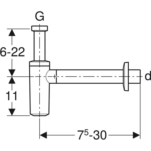GEBERIT praustuvės sifonas Ø32 mm, chromo spalva image 2