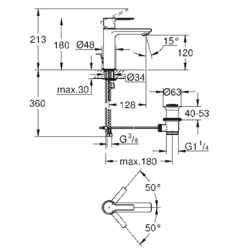 Grohe Lineare S praustuvo maišytuvas image 2