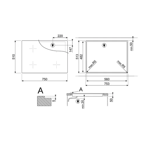 Įmontuojama Smeg SI1M4744D Indukcinė kaitlentė image 3