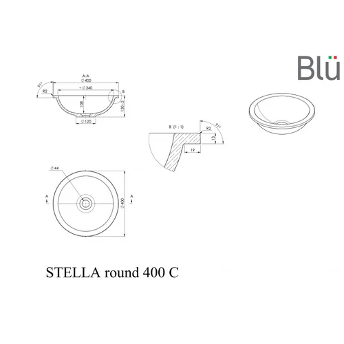 Praustuvas STELLA ROUND 460, akmens masė, BLU image 2