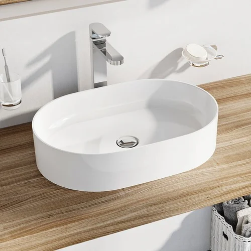 RAVAK Ceramic Slim O keraminis praustuvas, 55×37×12 cm, balta image 2