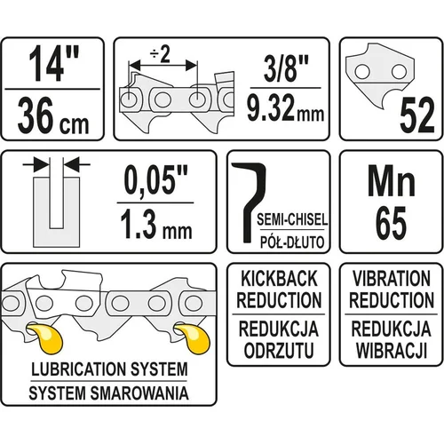 Yato YT-84931 grandinė pjūklui 14" 3/8" 0.05" 52 nareliai image 2