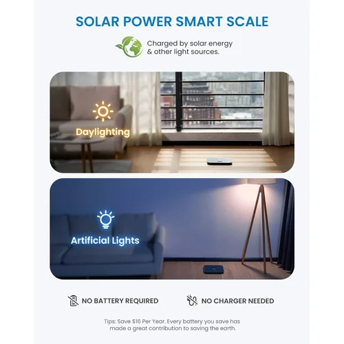 RENPHO Elis Solar 2 išmaniosios svarstyklės, juodos image 3