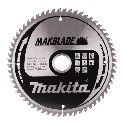 MAKITA B-32839 pjovimo diskas 216x2,0x30 mm, 60 dantų image 1